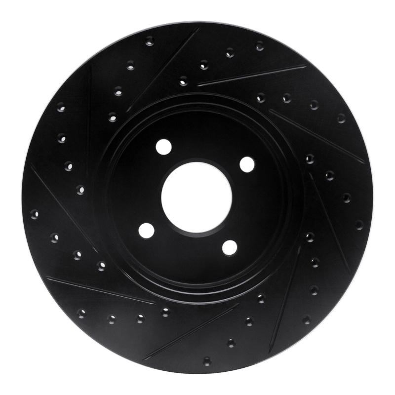 Ford Focus Brake Rotor (1) - Front Right - R1 Concepts - Drilled & Slotted - Black - `02-`04